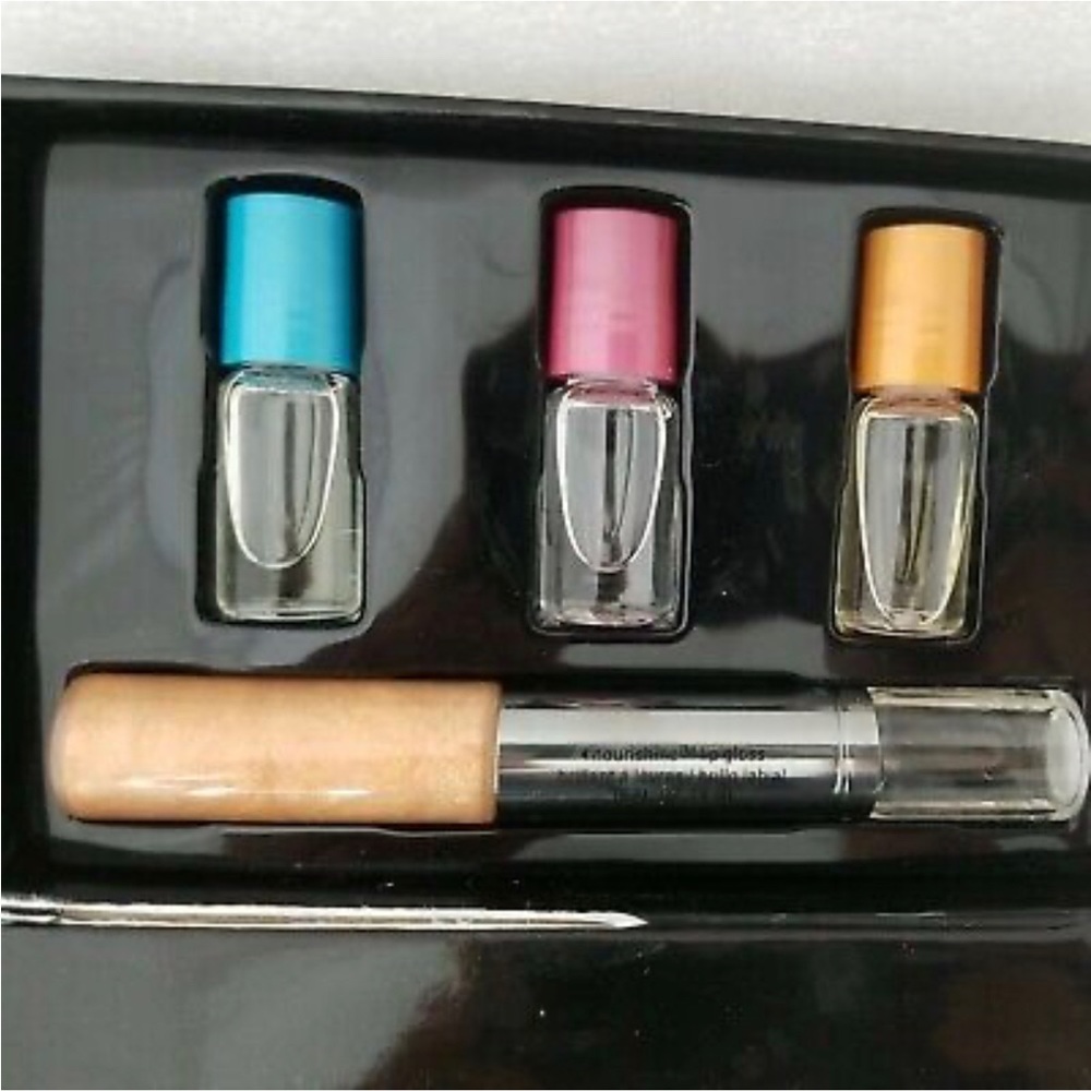 MARY KAY Mini 4 Eau de Toilette Fragrances ~ .1oz Each Warm Amber W~ Lipgloss